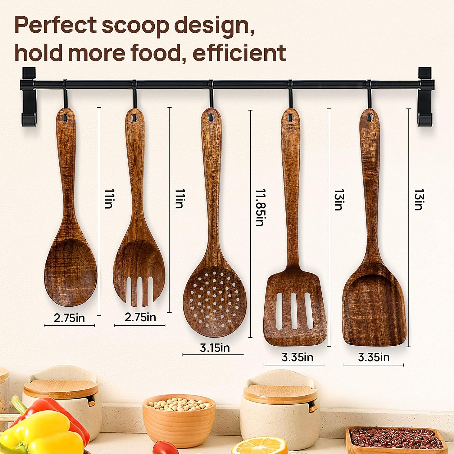 Kitchen Wooden Spoons Utensils, Cooking Utensils, Kitchen Set - Pack of 5 Kitchen Wooden Spoons Utensils, Cooking Utensils, Kitchen Set - Pack of 5